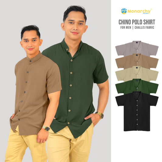 Monarchy Chino Polo Shirt for Men | Challis Fabric | Premium High Quality | Basic Korean Plain Outfit Menswear Top