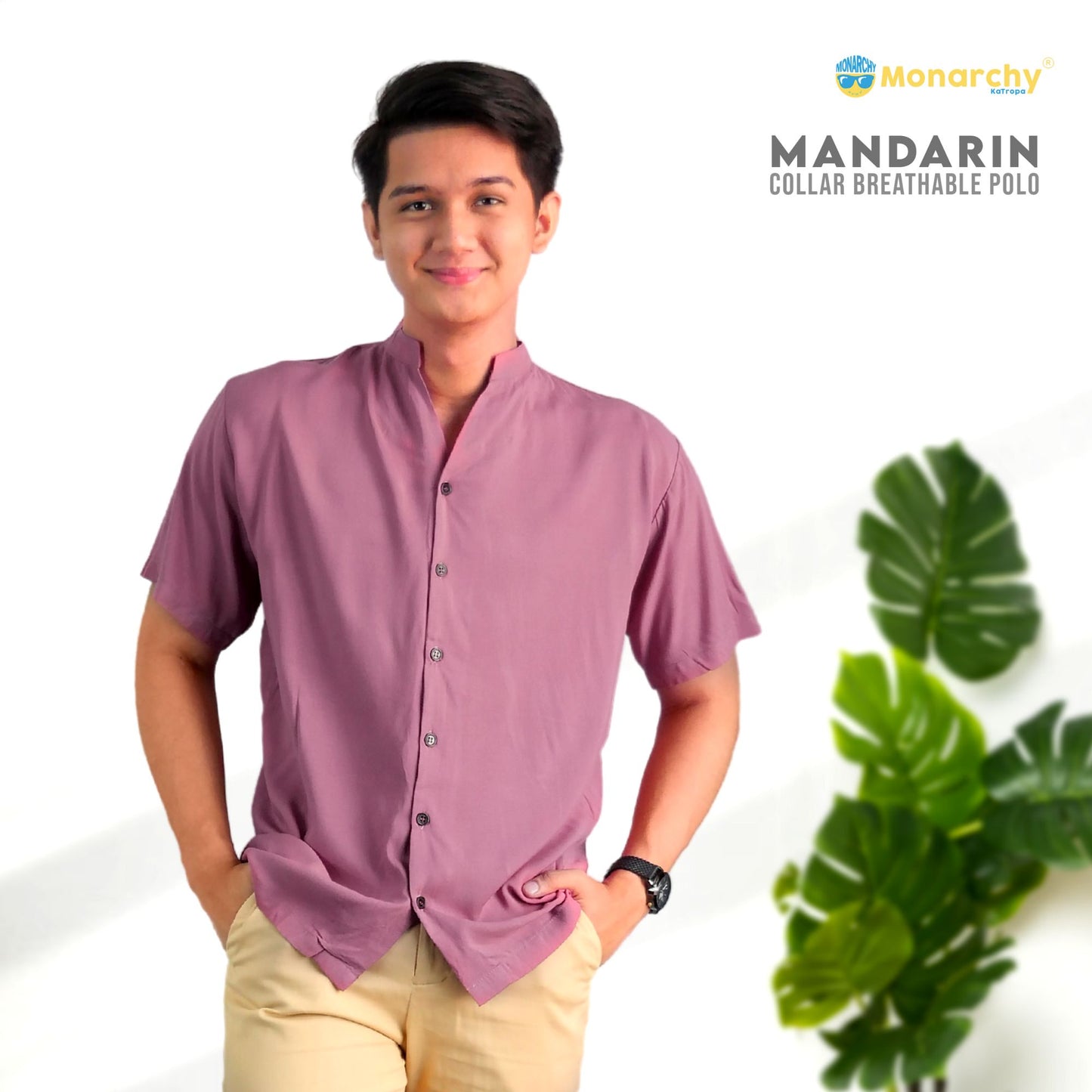 Monarchy Official Mandarin Collar | Summer Breathable Polo | Plain Polo for Men | HIGH QUALITY